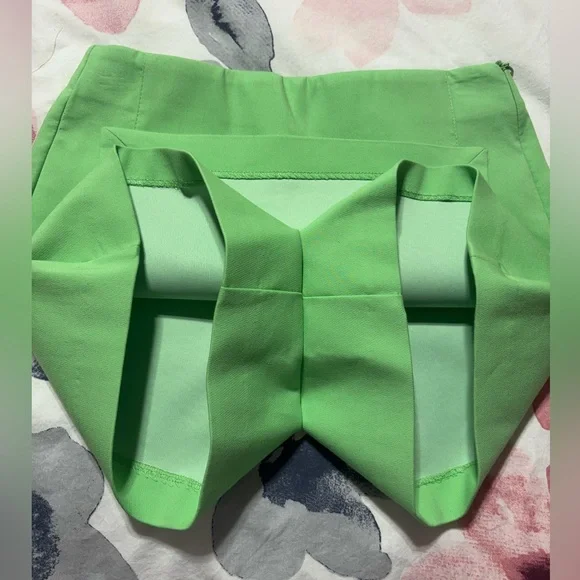 Zara Mini Green Cotton Blend Side Zipper Closure Spring Summer Skort Size XS - Picture 6 of 8